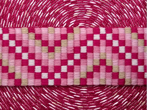 38mm taśma nośna ZYGZAK 07 cena za 1m FUKSJA RÓŻ dwustronna do toreby plecaka na uszy rączki pasek taśmy nośne