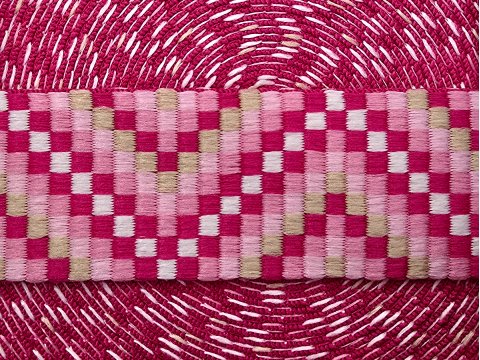 38mm taśma nośna ZYGZAK 07 cena za 1m FUKSJA RÓŻ dwustronna do toreby plecaka na uszy rączki pasek taśmy nośne