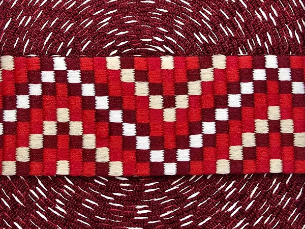 38mm taśma nośna ZYGZAK 09 cena za 1m RED CZERWONA dwustronna do toreby plecaka na uszy rączki pasek taśmy nośne