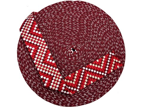 38mm taśma nośna ZYGZAK 09 cena za 1m RED CZERWONA dwustronna do toreby plecaka na uszy rączki pasek taśmy nośne