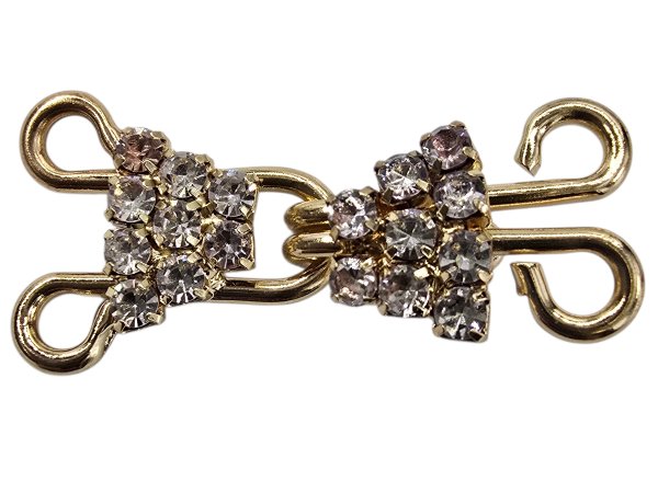 Zapięcie metalowe 34-12mm złote z cyrkoniami cena 1 sztukę hiszpańskie mosiężne zapięcia ozdobne typu haftka