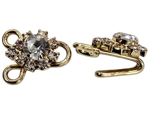 Zapięcie metalowe 36-12mm złote z cyrkoniami cena 1 sztukę hiszpańskie mosiężne zapięcia ozdobne typu haftka