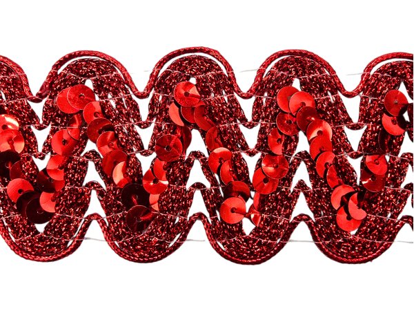50mm Taśma z cekinami CZERWONA RED cena za 1m ozdobna z cekinami do tańca taneczna pasmanteria