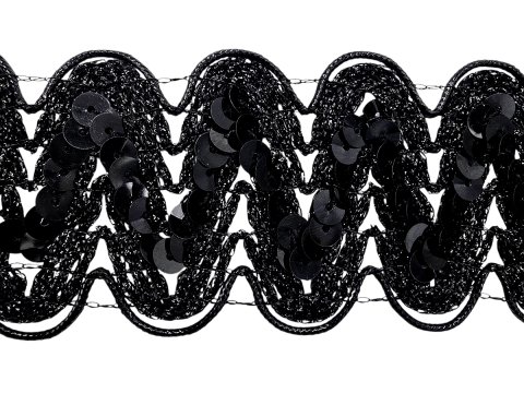 50mm Taśma z cekinami BLACK CZARNA cena za 1m ozdobna z cekinami do tańca taneczna pasmanteria