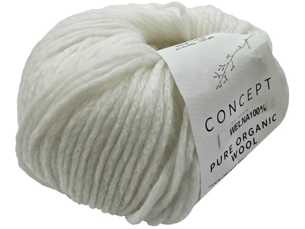 PURE ORGANIC WOOL 50 BIAŁY OFF WHITE BIEL WEŁNY włóczka KATIA 50g 110m wełna 100% chlorine free OUTLET KONIEC KOLEKCJI