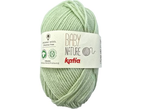 BABY NATURE 126 PISTACJA SPŁOWIAŁA JASNA włóczka KATIA 25g 110m wełna merino 100% dla niemowląt certyfikat ICEA GOTS OUTLET