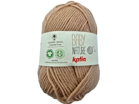 BABY NATURE 112 BEŻ CIEPŁY włóczka KATIA 25g 110m wełna merino 100% dla niemowląt certyfikat ICEA GOTS OUTLET