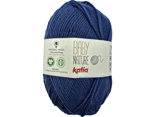 BABY NATURE 116 NIEBIESKI ZGASZONY włóczka KATIA 25g 110m wełna merino 100% dla niemowląt certyfikat ICEA GOTS OUTLET