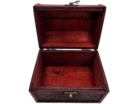 Przybornik krawiecki Bordo Madera wymiary 150x100x120mm drewniany bez wyposażenia największy egzemplarz