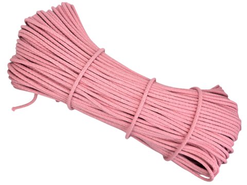 Sztywny sznurek 5mm do szycia na maszynie 100m by GOLD-POL CANDY PINK pleciony 100% bawełna z recyklingu na torby kosze