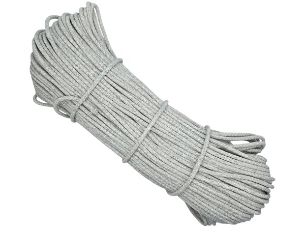 Sztywny sznurek 5mm do szycia na maszynie 100m by GOLD-POL LIGHT GREY pleciony 100% bawełna z recyklingu na torby kosze