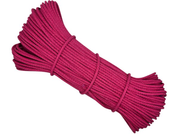 Sztywny sznurek 5mm do szycia na maszynie 100m by GOLD-POL FUKSJA pleciony 100% bawełna z recyklingu na torby kosze