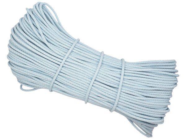 Sztywny sznurek 5mm do szycia na maszynie 100m by GOLD-POL BABY BLUE pleciony 100% bawełna z recyklingu na torby kosze