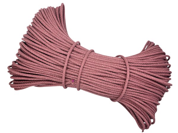 Sztywny sznurek 5mm do szycia na maszynie 100m by GOLD-POL OLD PINK RÓZ INDYJSKI pleciony 100% bawełna z recyklingu