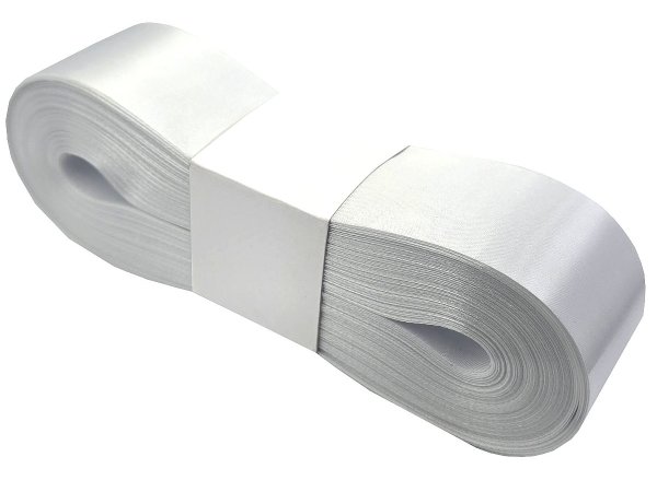 4cm 50m BIAŁA WHITE wstążka satynowa szeroka na kokardy kokardki wstęgi hurtownia wstążek Warszawa tanie wstążki