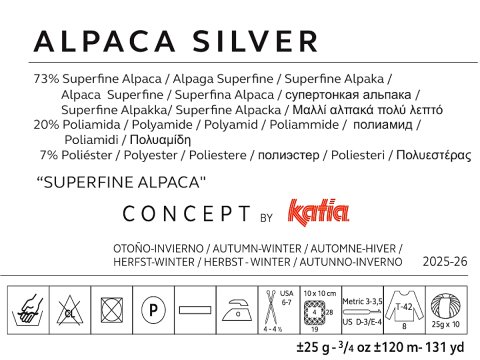 ALPACA SILVER 280 TURKUS ZGASZONYi SREBRO piękna alpaka KATIA 25g 120m delikatna jak piórko i skrzy się jak śnieg w czasie mrozu