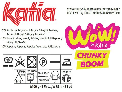 WoW Chunky Boom 309 MIX KOLORÓW włóczka KATIA 100g 75m sklep z włóczkami Warszawa wełna czesankowa OSTATNIE MOTKI