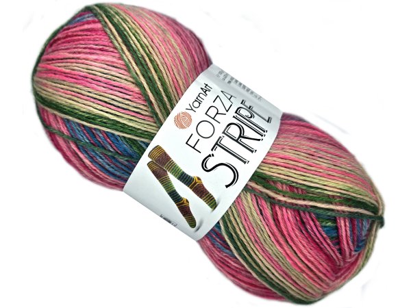 FORZA STRIPE 2008 MIX PINK AND GREEN YarnArt 100g 420m melanż ombre włóczka skarpetkowa na ciepłe skarpety sklep GOLDPOL