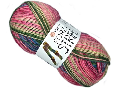 FORZA STRIPE 2008 MIX PINK AND GREEN YarnArt 100g 420m melanż ombre włóczka skarpetkowa na ciepłe skarpety sklep GOLDPOL