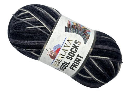 WOOL SOCKS PRINT 4102 MIX SZARY I CZARNY Himalaya 100g 400m melanż ombre włóczki wełniane na ciepłe skarpetki sklep GOLDPOL