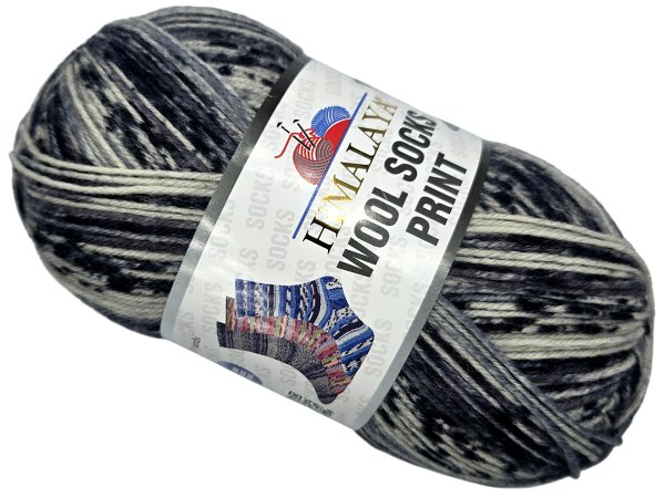 WOOL SOCKS PRINT 2707 MIX SZAROŚCI BLACK Himalaya 100g 400m melanż ombre włóczki wełniane na skarpetki sklep GOLDPOL