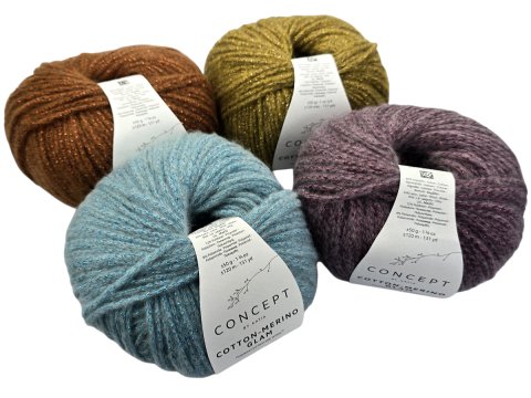 COTTON MERINO GLAM 302  OLIWKA Concept by KATIA 50g 120m wełna i bawełna włóczka na kardigan szal sweter OUTLET KONIEC KOLEKCJI