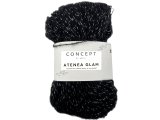 ATENEA GLAM 103 BLACK / SILVER Concept by KATIA 25g 160m mix kaszmiru wełny bawełny delikatna jak piórko z delikatnym błyskiem