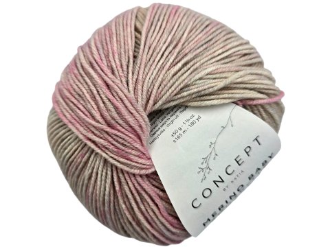 MERINO BABY AQUARELLE 356 RÓŻ BEŻ PASTEL włóczka KATIA 50g 165m wełna merino 100% dla niemowląt certyfikat ICEA GOTS OUTLET