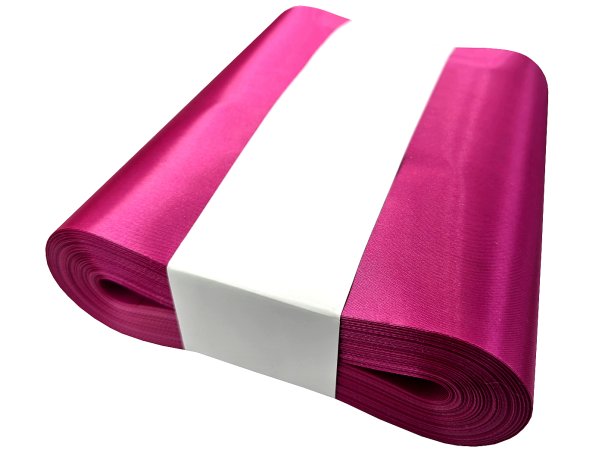 20cm 50m HURT RÓŻ CIEMNA RÓŻOWA WPADA W FUKSJĘ 109 wstążka satynowa najszersza na kokardy wstęgi hurtownia wstążek Warszawa