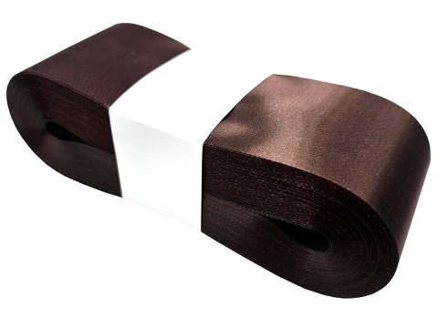 6cm 50m BRĄZOWA BROWN 130 wstążka satynowa szeroka na kokardy kokardki wstęgi hurtownia wstążek Warszawa