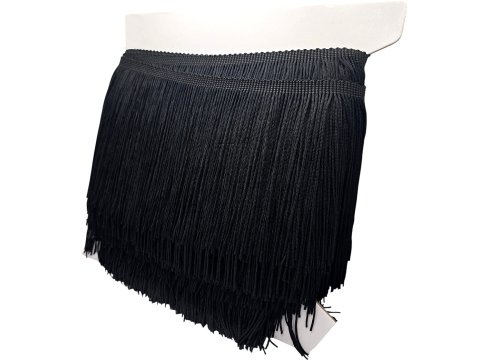 Frędzle 15cm 02 CZARNE SADZA CIĘTE taneczne na metry cena za 1m wiskozowe cięte długie hurtownia frędzli tanecznych NOWOŚĆ