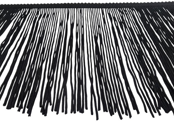 Frędzle 15cm 02 CZARNE SADZA CIĘTE taneczne na metry cena za 1m wiskozowe cięte długie hurtownia frędzli tanecznych NOWOŚĆ