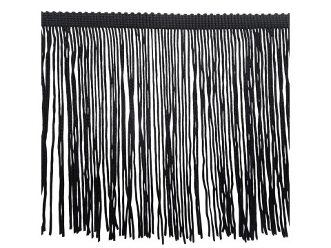 Frędzle 15cm 15m 02 CZARNE SADZA CIĘTE taneczne na metry cena za 1m wiskozowe cięte długie hurtownia frędzli tanecznych NOWOŚĆ