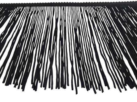 Frędzle 15cm 15m 02 CZARNE SADZA CIĘTE taneczne na metry cena za 1m wiskozowe cięte długie hurtownia frędzli tanecznych NOWOŚĆ