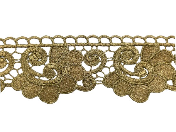 55mm Gipiura metalizowana* ZŁOTA cena za 1m taśma gipiurowa hurtownia z gipiurami z koronkami hiszpańska pasmanteria GOLD-POL