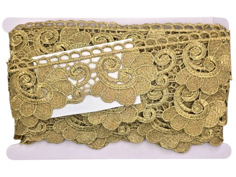 55mm Gipiura metalizowana* ZŁOTA cena za 1m taśma gipiurowa hurtownia z gipiurami z koronkami hiszpańska pasmanteria GOLD-POL