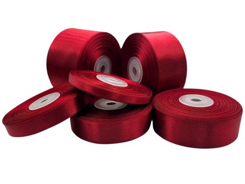 25mm wstążka atłasowa 168 BORDOWA rolka 25m 100% nylon satynowa ozdobna na kokardki dekorację świąteczne hurt wstążęk