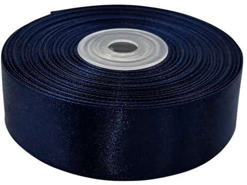 25mm wstążka atłasowa 184 GRANATOWA rolka 25m 100% nylon satynowa ozdobna na kokardki dekorację świąteczne hurt wstążęk