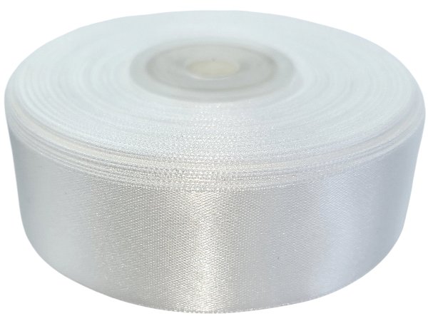 25mm wstążka atłasowa 101 BIAŁA rolka 25m 100% nylon satynowa ozdobna na kokardki dekorację świąteczne hurt wstążęk