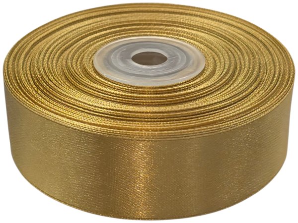 25mm wstążka atłasowa 151 Złota rolka 25m 100% nylon satynowa ozdobna na kokardki dekorację świąteczne hurt wstążęk