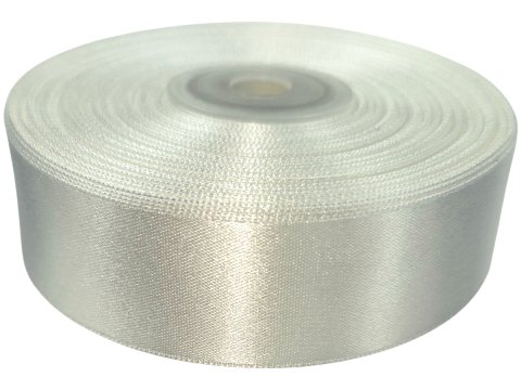 25mm wstążka atłasowa 163 ECRU KREMOWA rolka 25m 100% nylon satynowa ozdobna na kokardki dekorację świąteczne hurt wstążęk