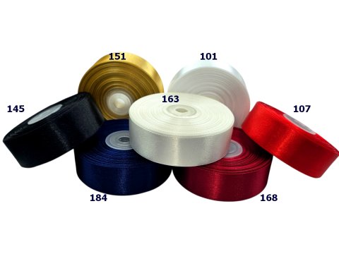 25mm wstążka atłasowa 163 ECRU KREMOWA rolka 25m 100% nylon satynowa ozdobna na kokardki dekorację świąteczne hurt wstążęk