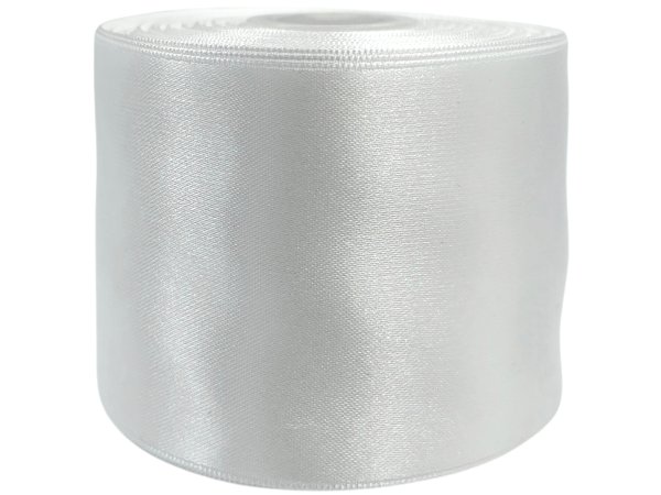 50mm Wstążka atłasowa 101 Biała rolka 25m wstążki satynowe hurtownia wstążek Warszawie Gold-Pol