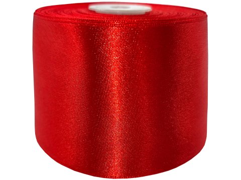 50mm Wstążka atłasowa 107 Red Czerwona rolka 25m największy wybór wstążek satynowych w Warszawie Gold-Pol