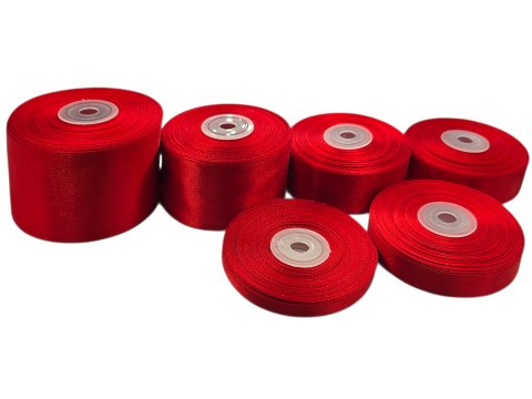 18mm wstążka atłasowa 107 RED CZERWONA rolka 25m 100% nylon satynowa ozdobna na kokardki dekorację świąteczne hurtownia wstążek