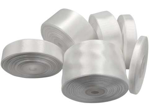 18mm wstążka atłasowa 101 BIAŁA WHITE rolka 25m 100% nylon satynowa ozdobna na kokardki dekorację świąteczne hurtownia wstążek