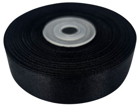 18mm wstążka atłasowa 145 CZARNA BLACK rolka 25m 100% nylon satynowa ozdobna na kokardki dekorację świąteczne hurtownia wstążek