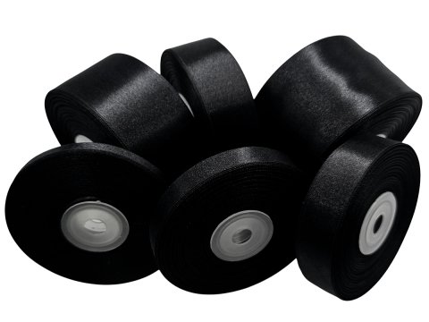 18mm wstążka atłasowa 145 CZARNA BLACK rolka 25m 100% nylon satynowa ozdobna na kokardki dekorację świąteczne hurtownia wstążek