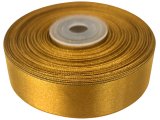 18mm wstążka atłasowa 151 ZŁOTA GOLD rolka 25m 100% nylon satynowa ozdobna na kokardki dekorację świąteczne hurtownia wstążek