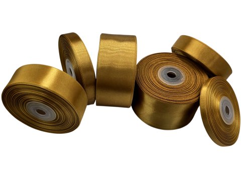 18mm wstążka atłasowa 151 ZŁOTA GOLD rolka 25m 100% nylon satynowa ozdobna na kokardki dekorację świąteczne hurtownia wstążek
